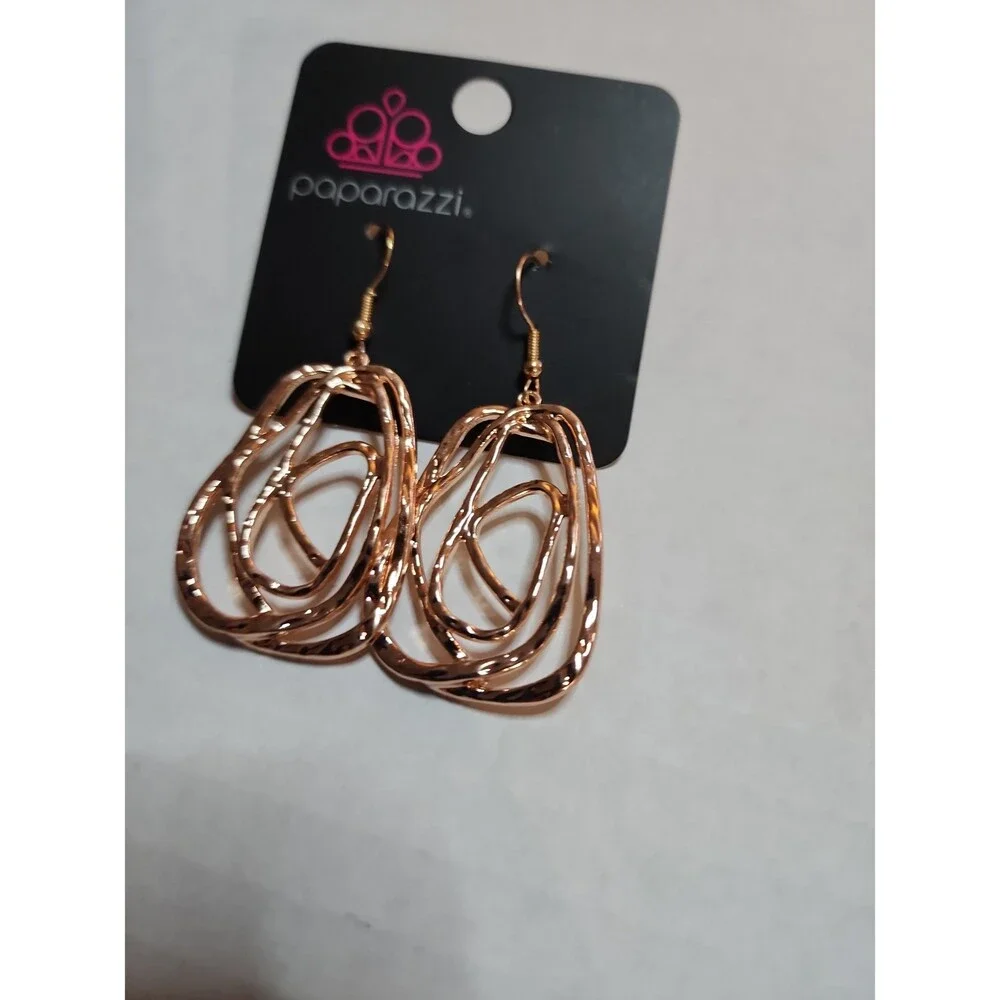 Paparazzi Artisan Relic Rose Gold Hammered Nest Earrings - NWT Artistic Boho